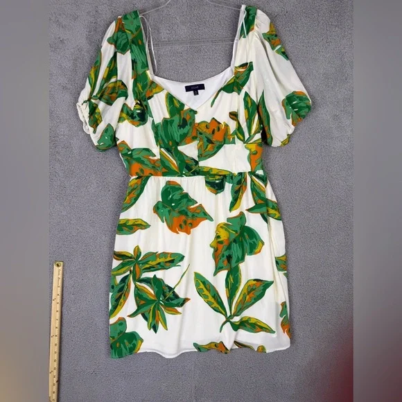 Women’s tropical print pullover dress elastic waist button front detail XL - Picture 4 of 11